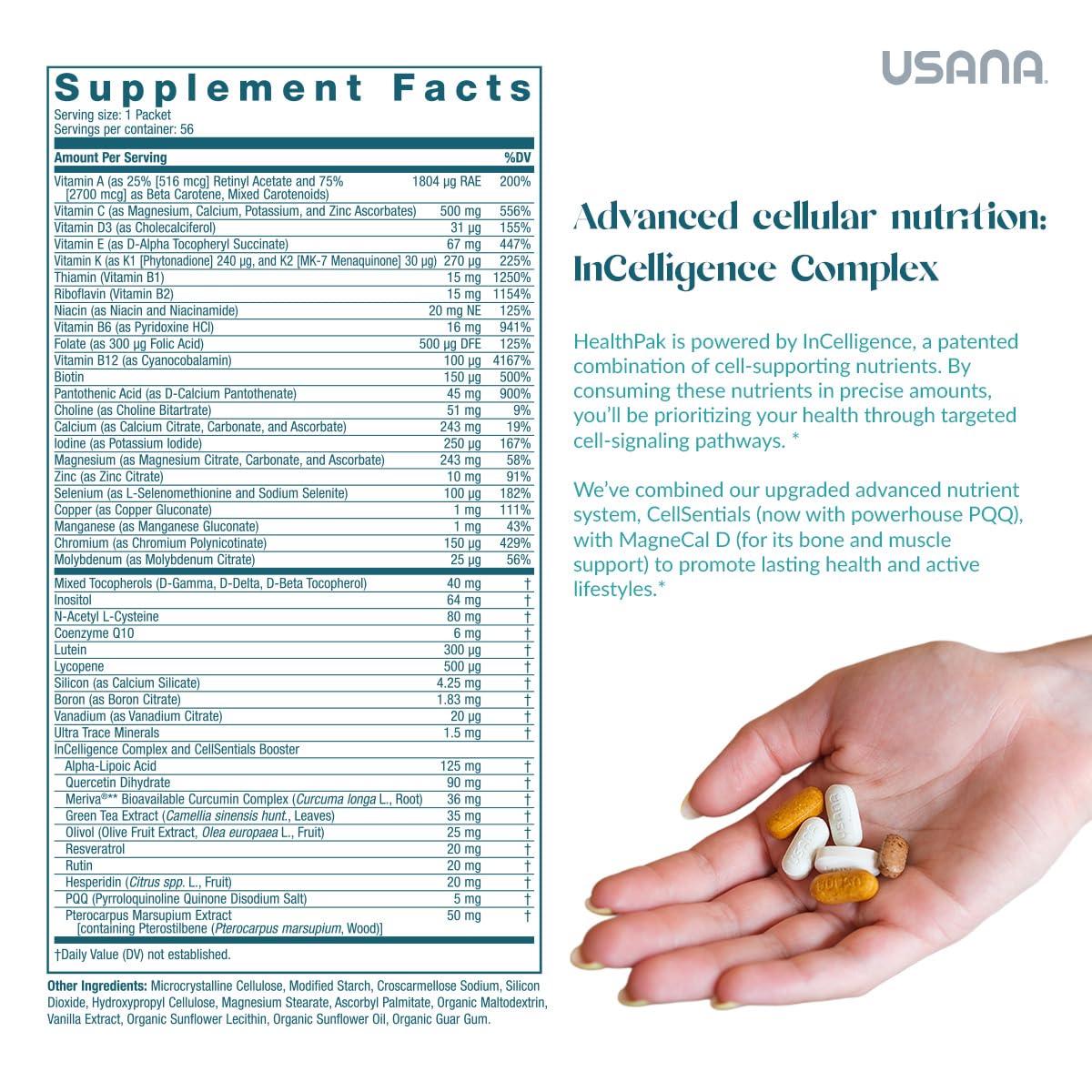 Amazon.com: USANA HealthPak 採用InCelligence 技術和必需營養素和抗